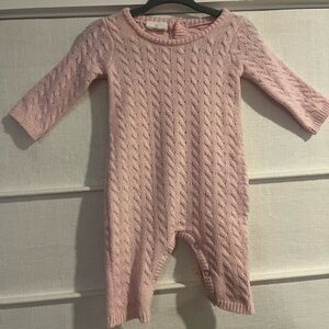 Cuddl Duds Pink Cable Knit Baby onesie